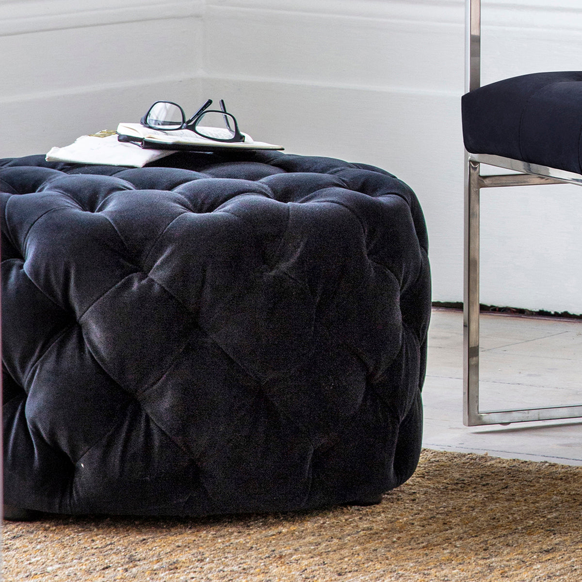 Black on sale velvet footstool